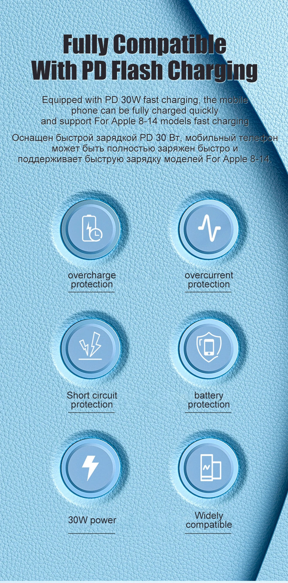 30W PD3.0 Quick Charger  For iPhone 11 13 12 14 Pro Max XR XS SE 8 Plus Fast Charging USB C Cable Phone Chargers Accessories