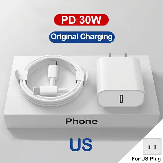 Cable For iPhone 15 Pro Max PD3.0 30W USB C Fast Charger For iPhone 14 13 12 11 Pro Max X XS XR 8 Plus Fast Charging Cable